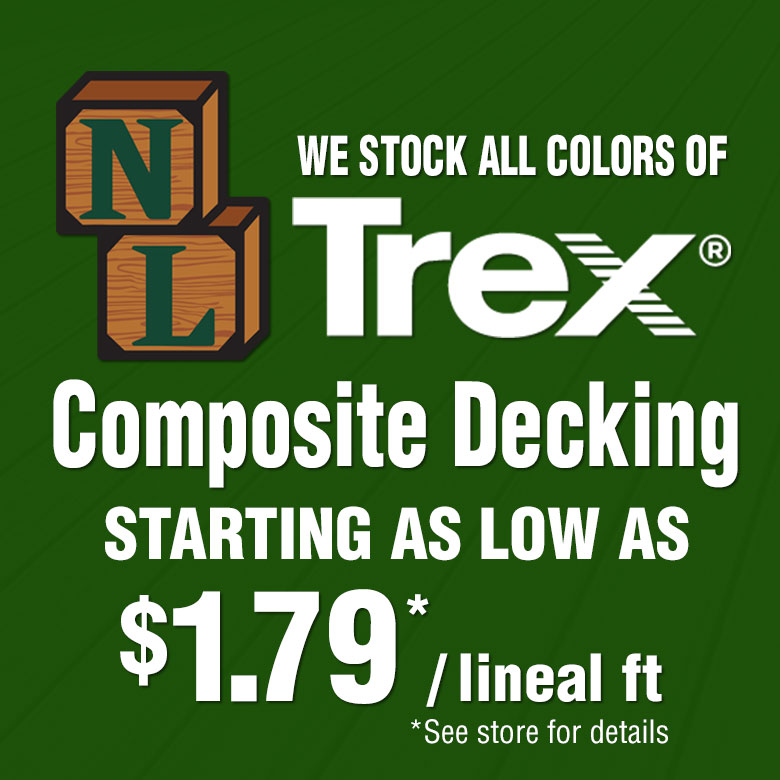 Banner: Trex decking starting at $1.79/lineal foot